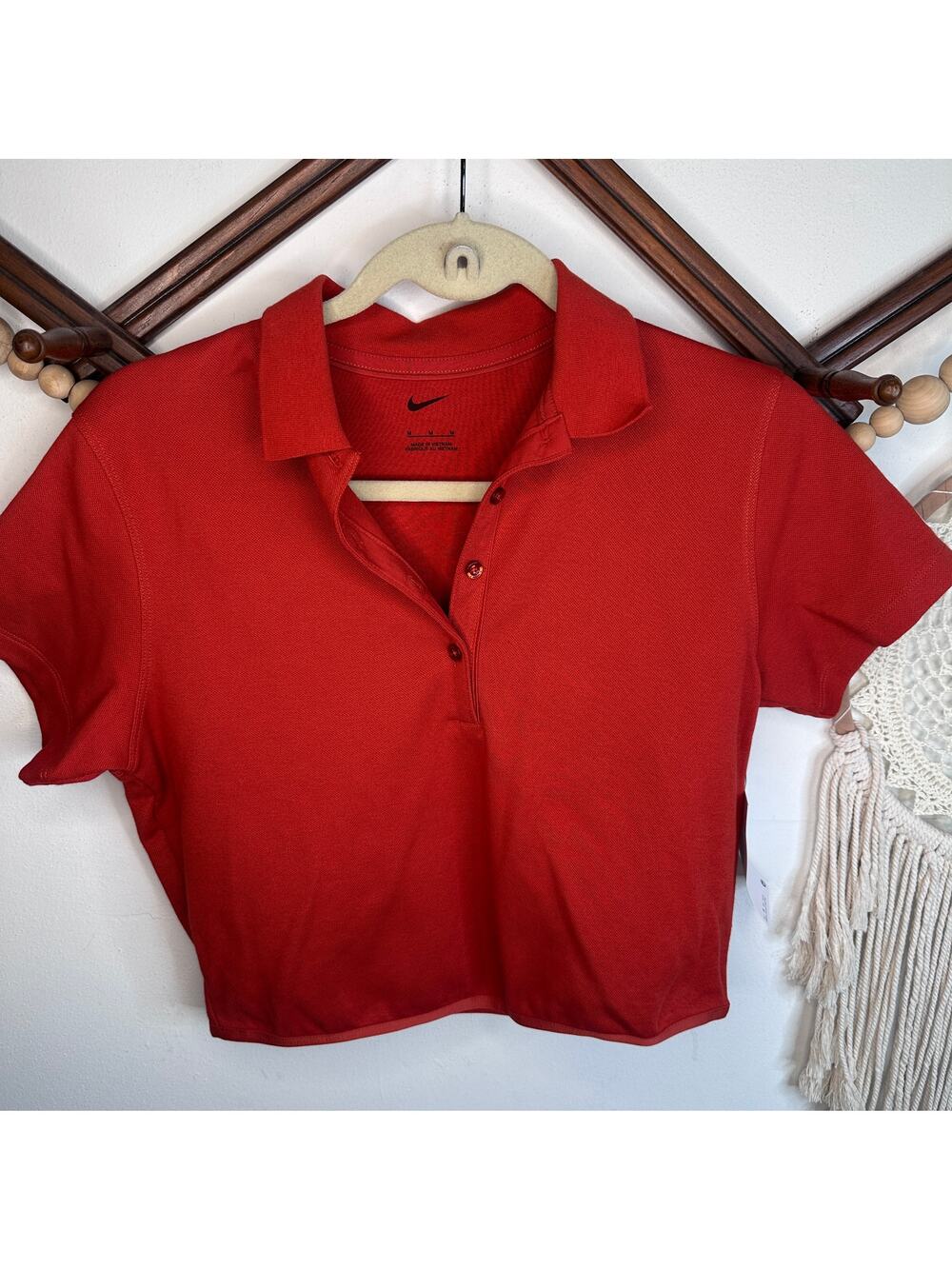 NEW Nike Golf Dragon Red Cropped Polo